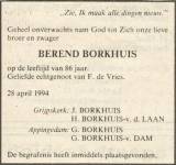 Rouwadvertentie Berend Borkhuis
