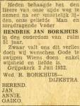 Overlijdensadvertentie/obituary Hendrik Jan Borkhuis