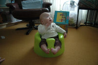 Alexandra in the Bumbo (a special chair)