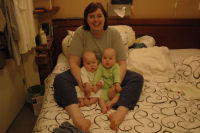 The three ladies on the bed