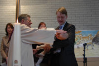 Caroline being baptised