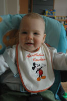 Caroline with her personalised bib