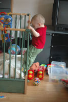 Caroline wants to get into the playpen