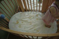 Caroline made a mess of her bed