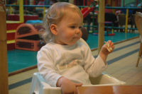 Caroline with a sandwich