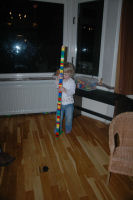 Alexandra build a Duplo tower