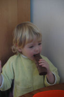Enjoying a chocolate Sinterklaas