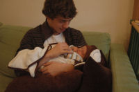 Wouter holds Madeleine