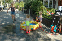 Playing outside in the pool