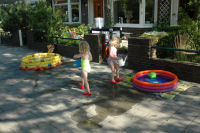 Playing outside in the pool