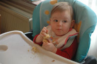 Madeleine enjoys her cake