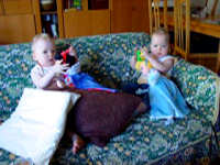 Caroline and Alexandra with their dolls